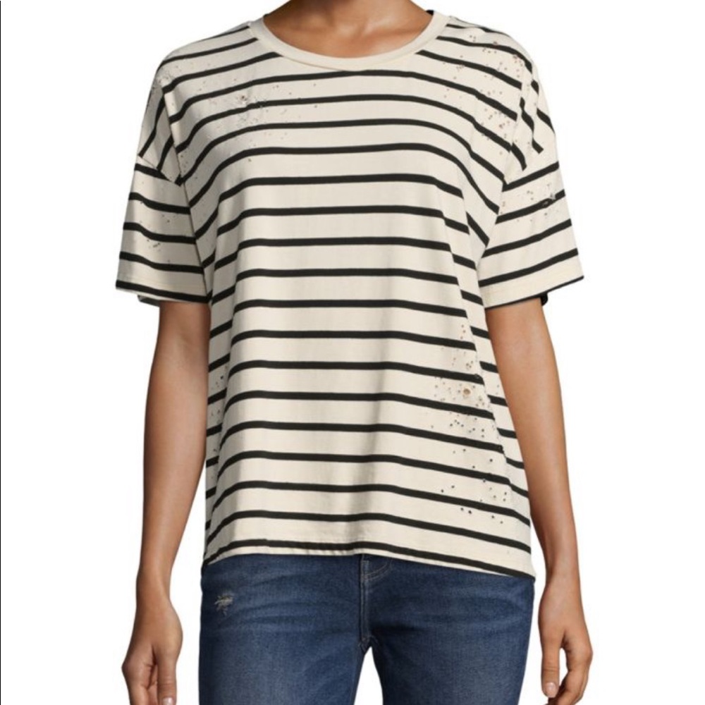 Current Elliot Roadie distressed striped tee Sz 2